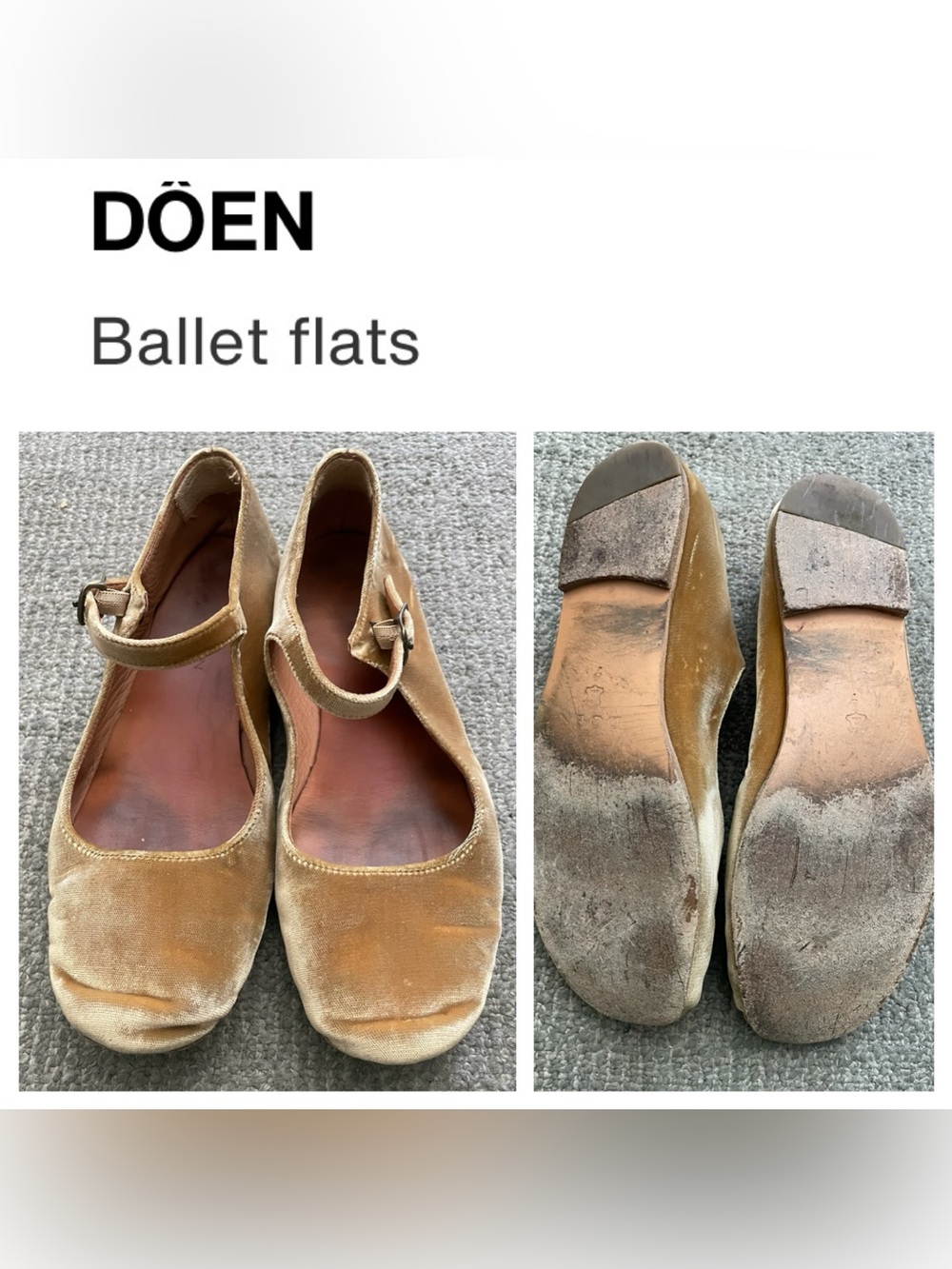DOEN Women’s Mary Jane Gold Velvet Ballet Flats